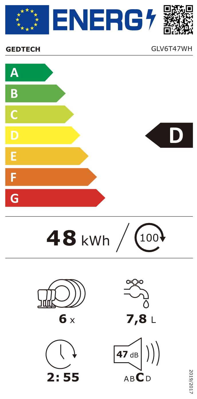 GEDTECH - Lave vaisselle Table Top GLV6T47WH - 6 couverts - 47 dB - Départ différé