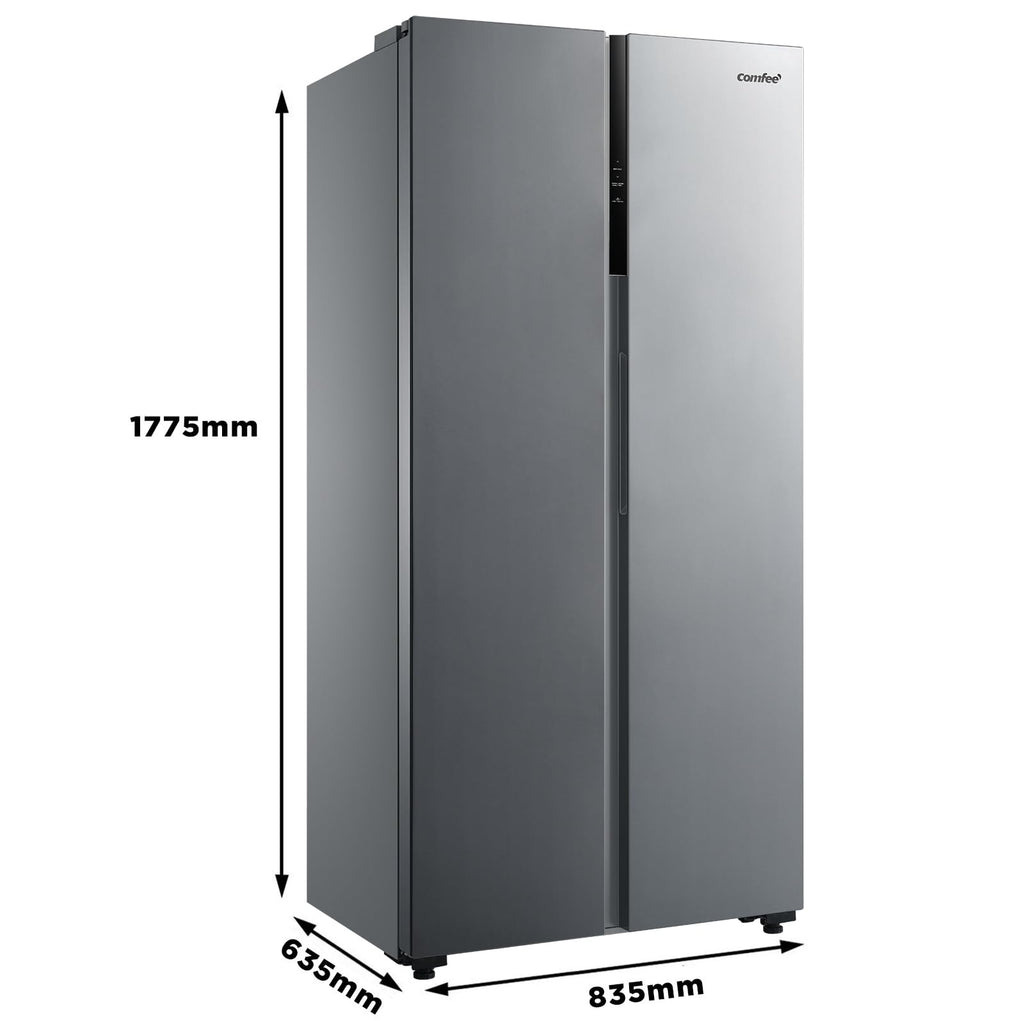 Comfee' RCS609IX2 Réfrigérateur-Congélateur Américan/No Frost/Compresseur Inverter/Hauteur 177,5 cm/460 L(271+189) de Réfrigération/Double contrôle/SuperCool, Inox