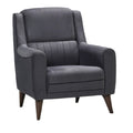 Fauteuil moderne en tissu gris avec accoudoirs et pieds en bois