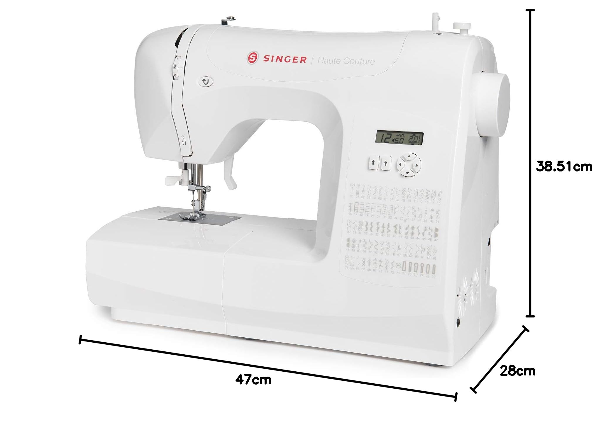 Singer Haute Couture F527C Machine à coudre électronique Professionnelle, 80 points, utilitaires, élastiques, décoratifs, Facile pour Débutants Electrique Portable, Maison