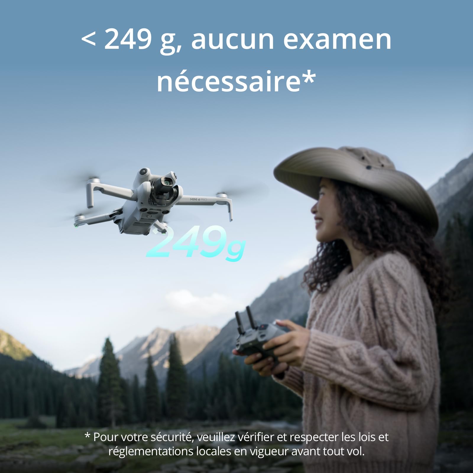 DJI Mini 4 Pro (DJI RC 2), Mini Drone Pliable avec Caméra 4K pour Adultes, Moins de 0,549 lb/249 g, Temps de Vol 34 min, Transmission Vidéo 20 km, Détection Omnidirectionnelle, C0