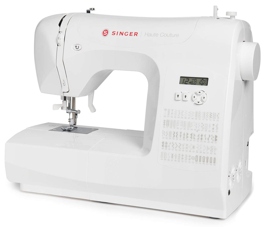 Singer Haute Couture F527C Machine à coudre électronique Professionnelle, 80 points, utilitaires, élastiques, décoratifs, Facile pour Débutants Electrique Portable, Maison