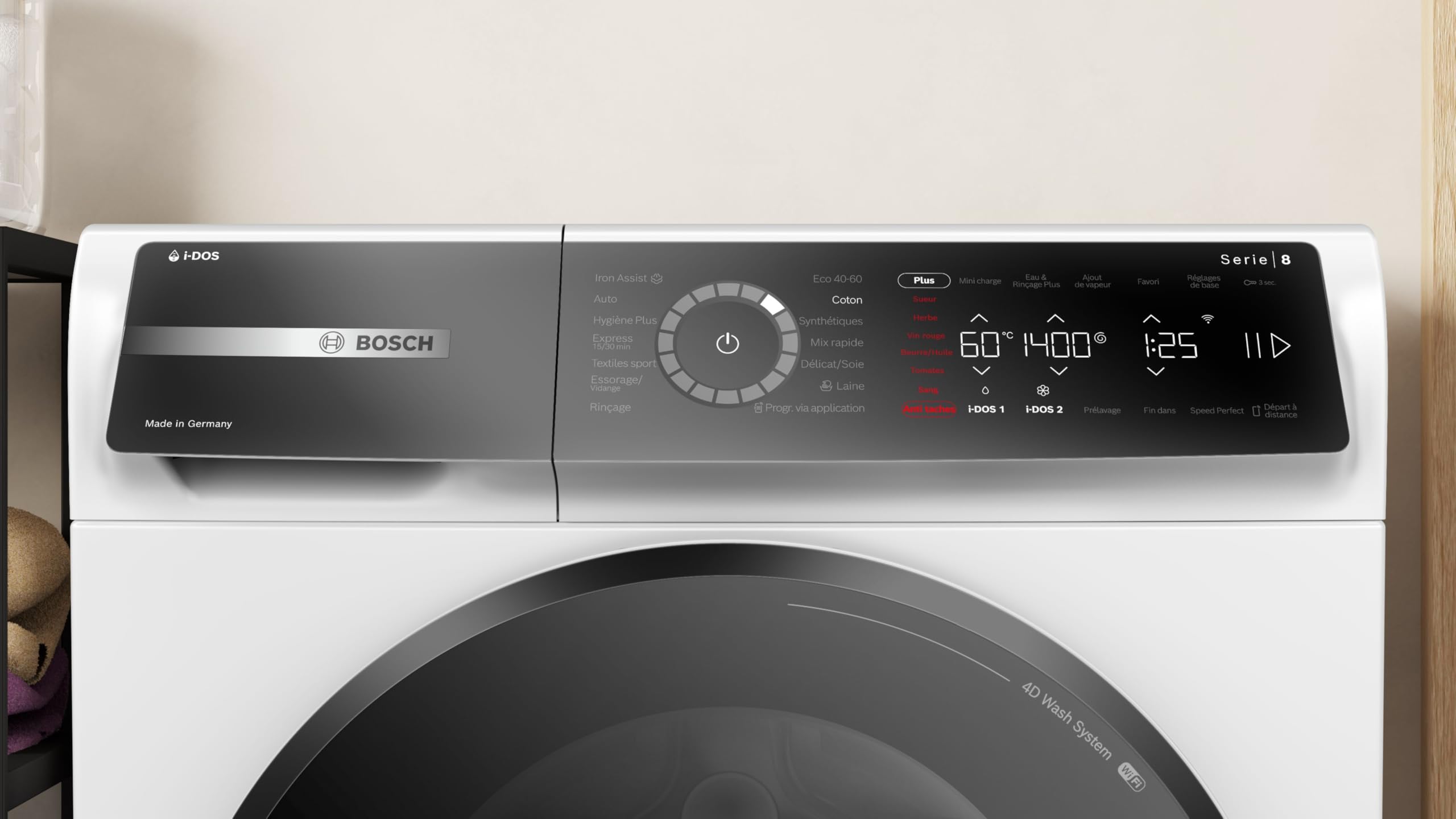 Bosch WGB244A2FR, Série 8, Lave-linge Pose-libre, 9 kg, 1400 trs/min, Blanc