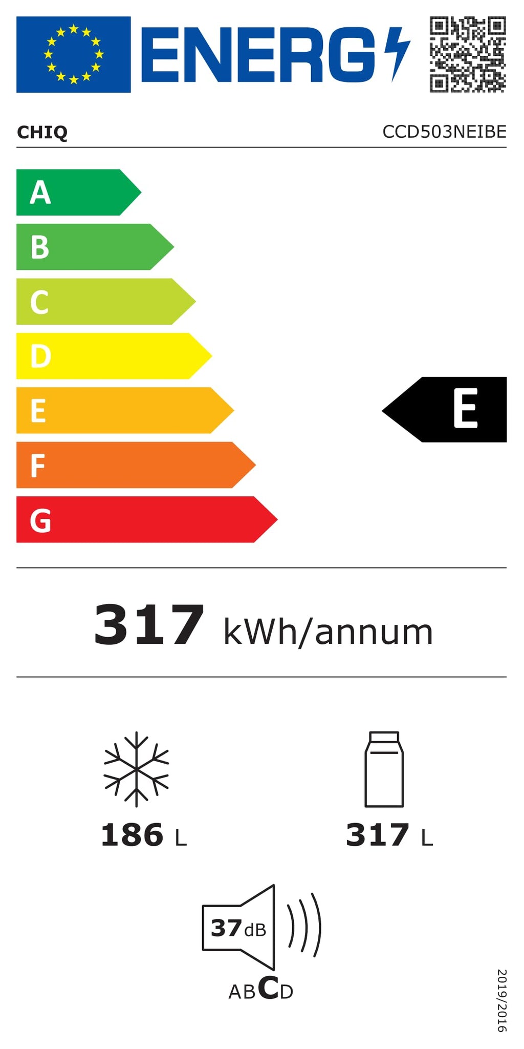 CHIQ CCD503NEIBE Réfrigérateur Américain, Multi-Portes 503 L, Inverter Compressor, No Frost, Multiple Airflow Care, Panneau tactile, Hauteur 177,5 cm, Longueur 85,3 cm, Profondeur 69,8 cm