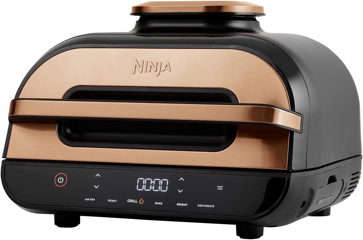 Ninja Foodi MAX Health Grill & Air Fryer, 6-en-1, Griller, Frire, Cuire, Rôtir et plus, 3,8L, Pièces Lavables au lave-vaisselle, Cuivre/Noir, Exclusivité Amazon AG551EUCP