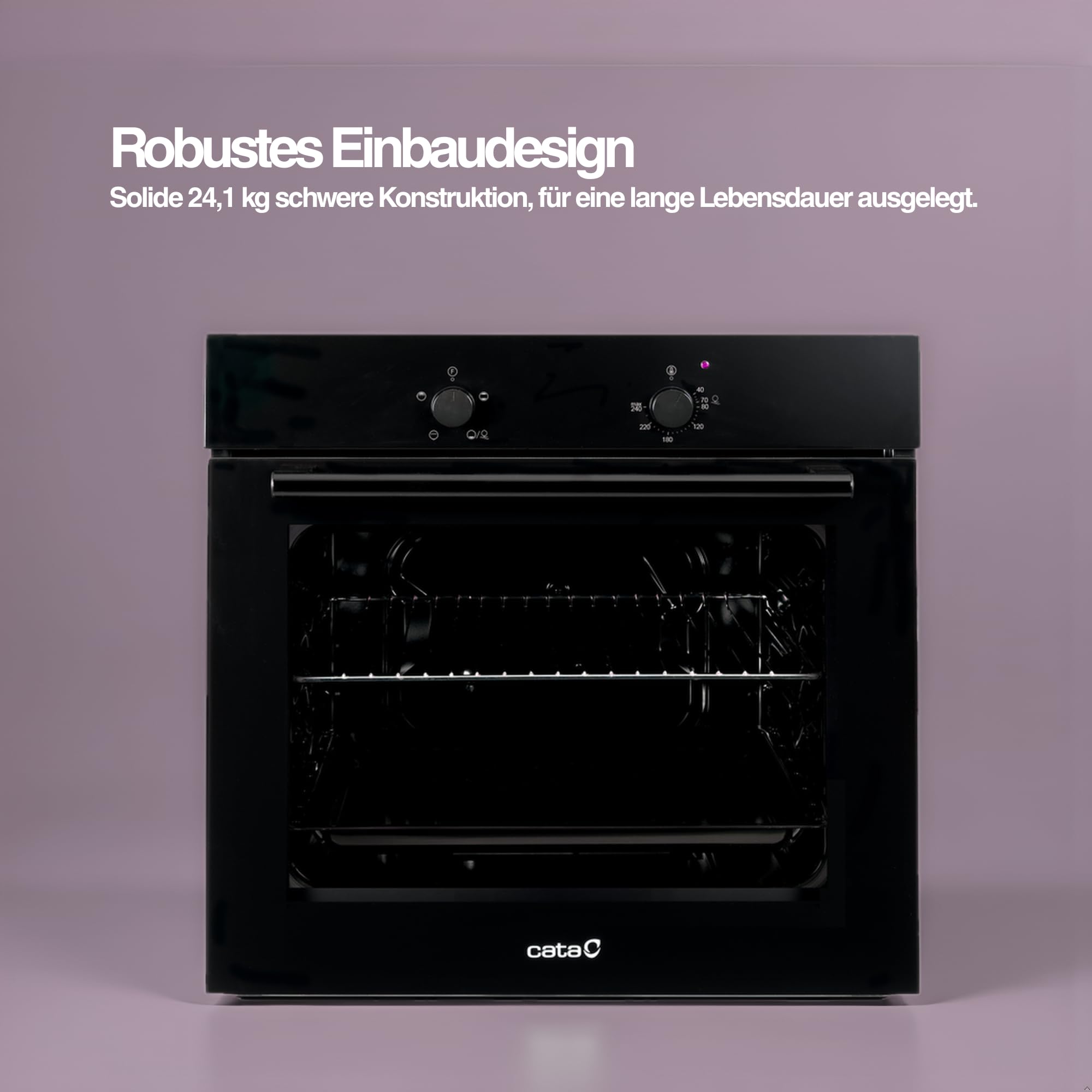 Cata Four statique SES 6004 BK 4 fonctions porte panoramique Full Glass Nettoyage AquaSmart Éclairage intérieur Largeur 60 cm Grande capacité 62 L Éclairage intérieur Finition inox Verre noir