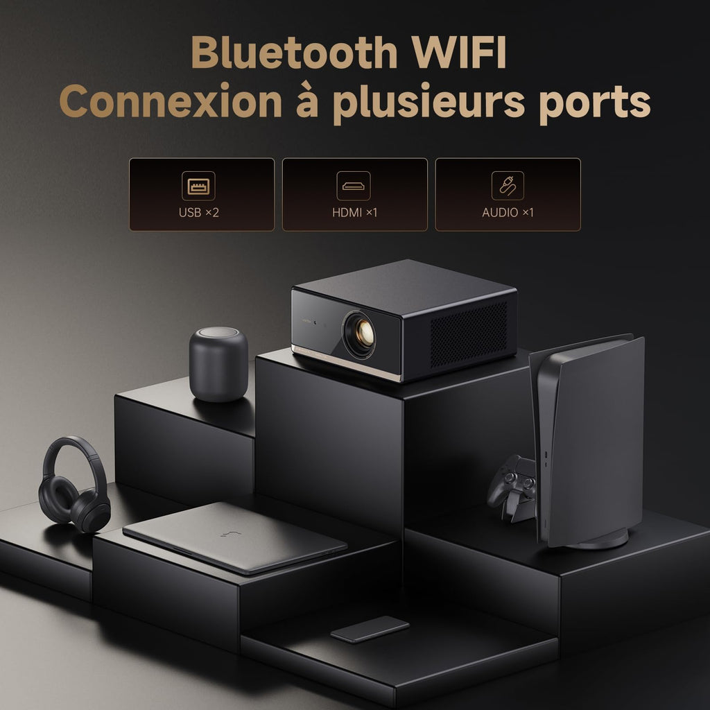 Google TV Videoprojecteur 4K 【Netflix Officiel/HDR10/1100 ANSI】 1080P Natif, WiFi Bluetooth, 12W Haut-Parleurs, Auto Focus/Keystone, WANBO X5 Pro Projecteur Video 4K Home Cinéma HDMI2.0