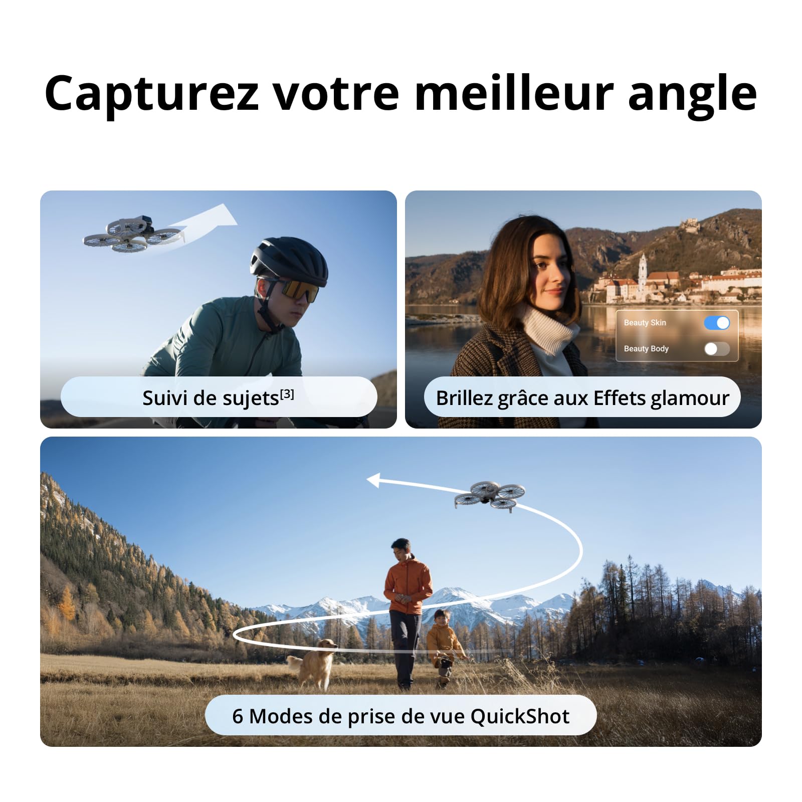 DJI Flip, Drone Caméra 4K UHD pour adultes, < 249 g, Stabilisation de la Nacelle à 3 axes, Transmission vidéo sur 13 km, Décollage palmaire, Retour automatique, Temps de vol de 31 min, Vol intelligent