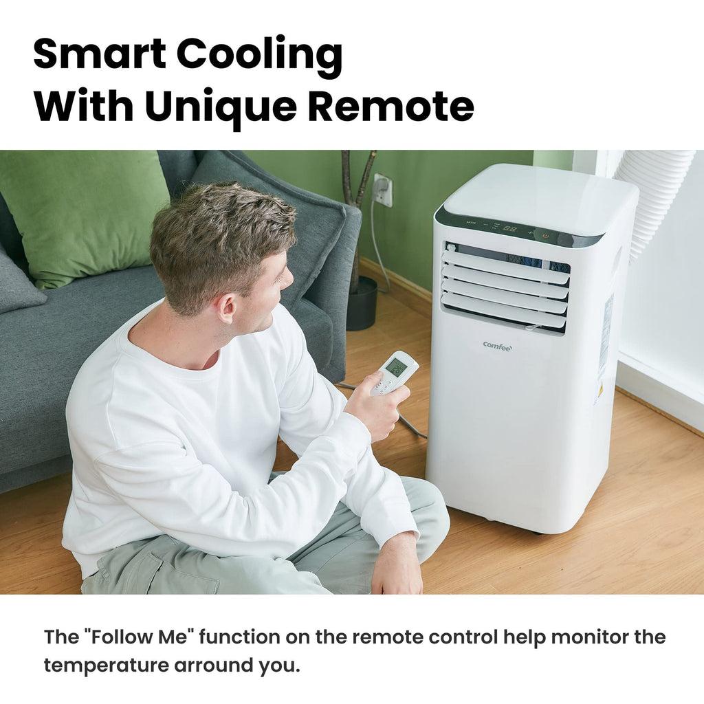 COMFEE' Climatiseur Mobile 7000 BTU/h 2kW, 3-EN-1 Refroidisseur Déshumidificateur Ventilateur, Follow me, Minuterie, Télécommande, Pour chambre et salon de 25㎡/68m³, MPPH-07CRN7, R290