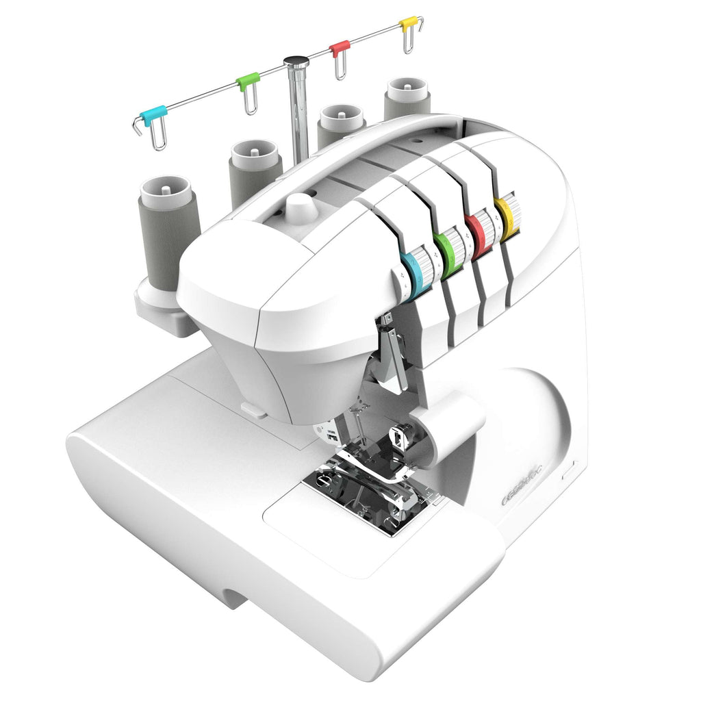 Cecotec Machine à Coudre Bellecouture Overlock, Vitesse 1100 tr/min, Pression du Pied-De-Biche Réglable, Entraînement Différentiel, Fonctions de Point à 4 Fils et Kit d'Accessoires