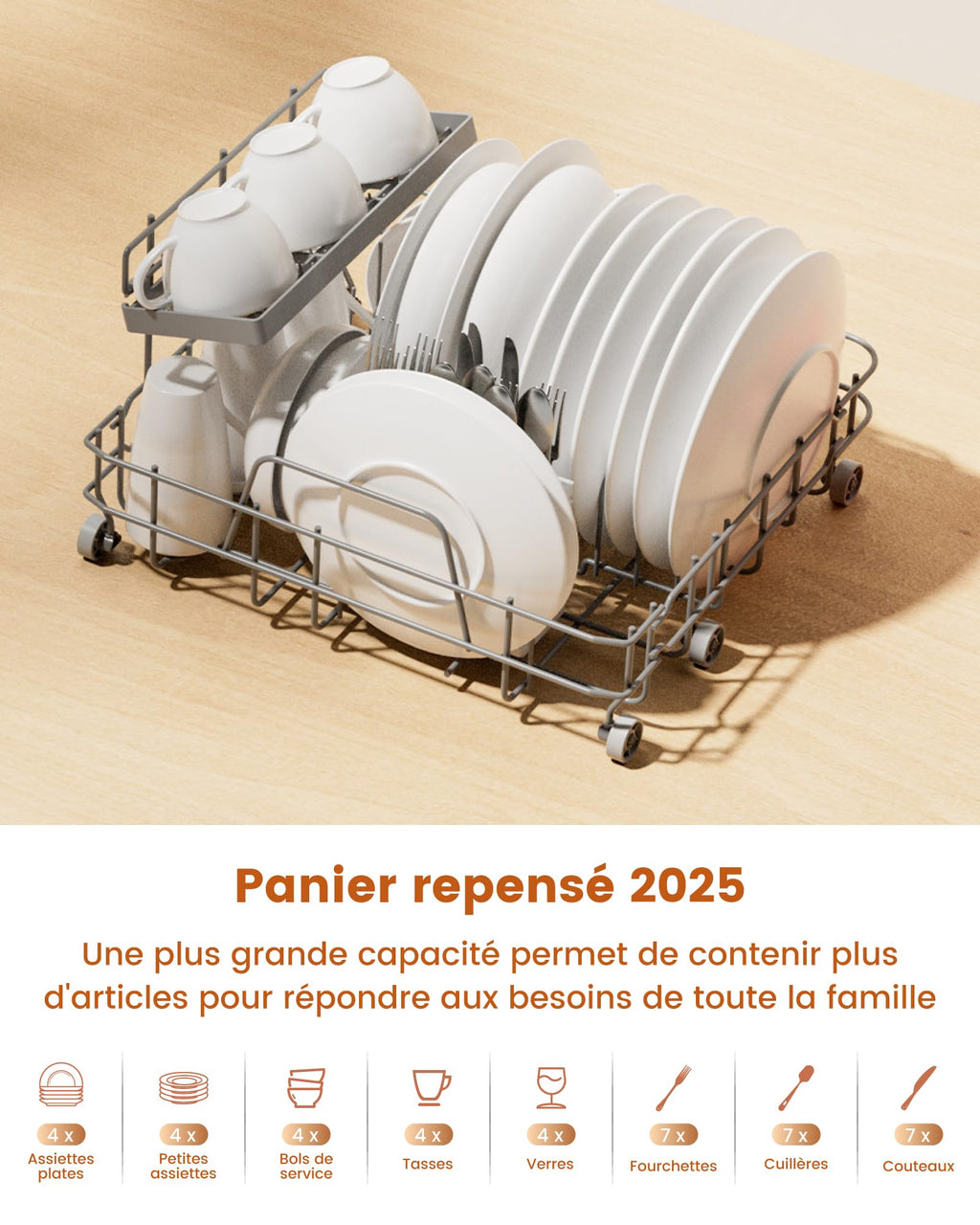 HAVA Lave-vaisselle de comptoir 2025 - Amélioré avec adoucisseur d'eau, efficacité énergétique optimale, 8 programmes de lavage, verrouillage enfant et fonction de démarrage différé