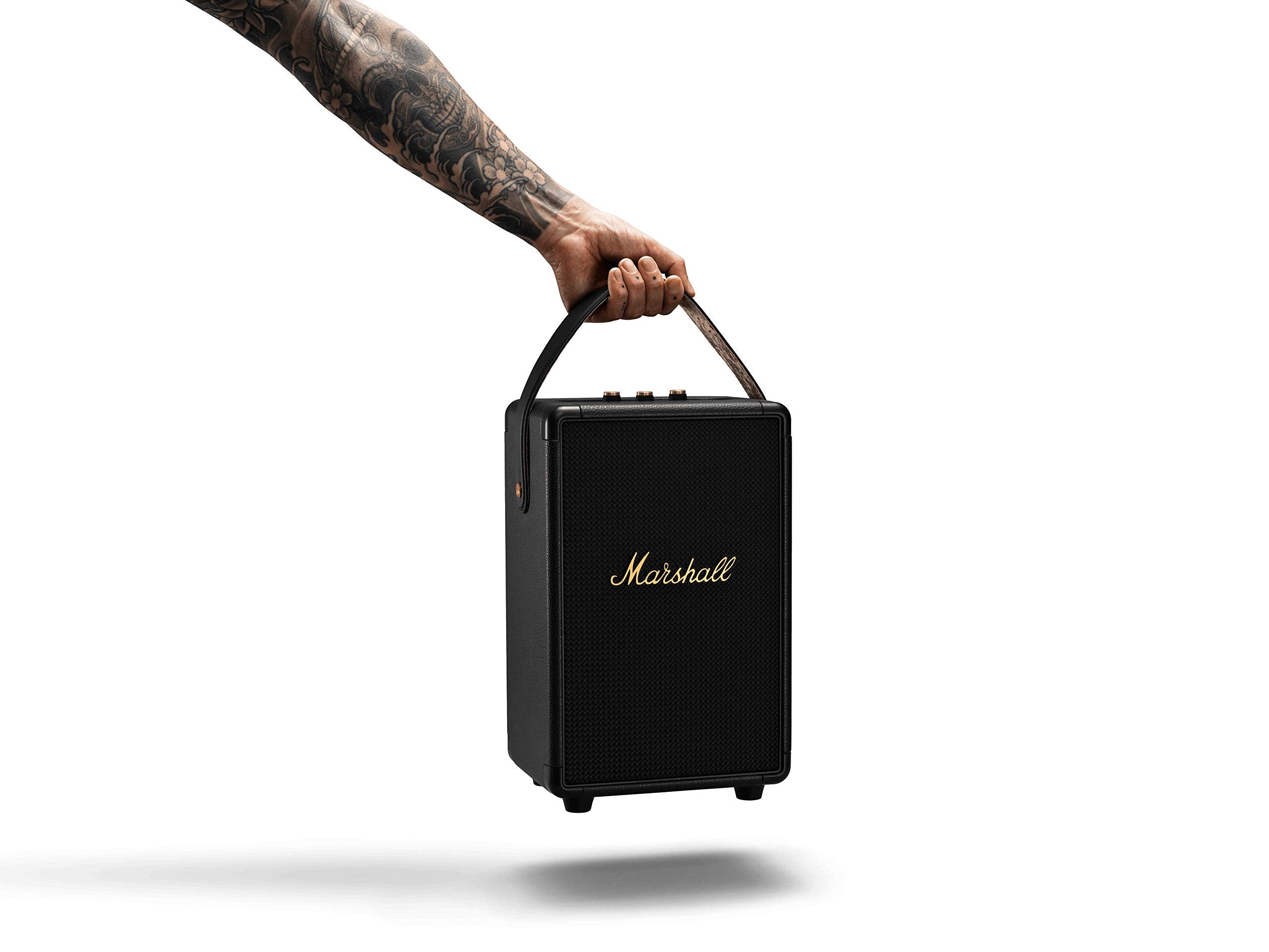 Marshall Tufton Haut-parleur de fête Bluetooth portable d'extérieur, résistant à l'eau IPX2 - Noir et laiton