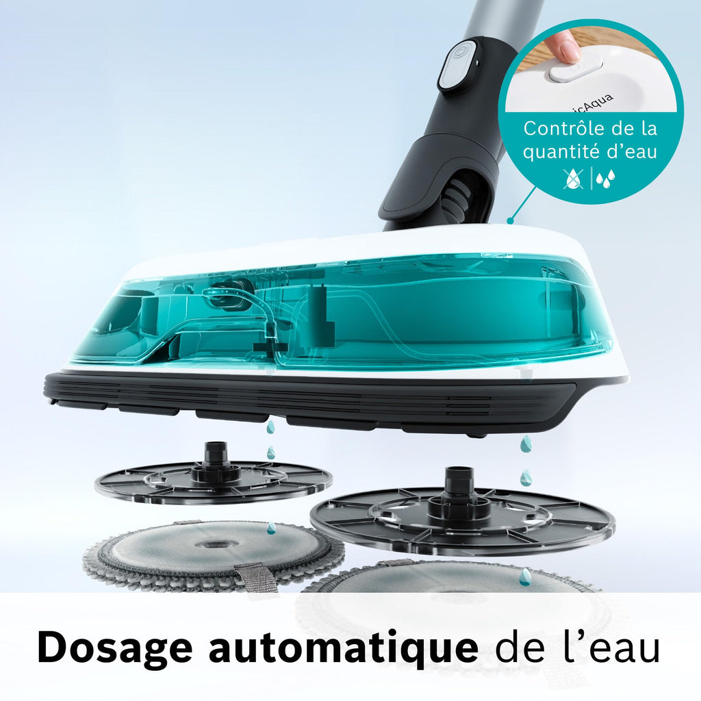 Bosch, aspirateur sans Fil 2 en 1, Unlimited 7 ProHygiène, Brosse Aqua 2 en 1, la Brosse motorisée AllFloor DynamicPower, Blanc, BCS71HYG2