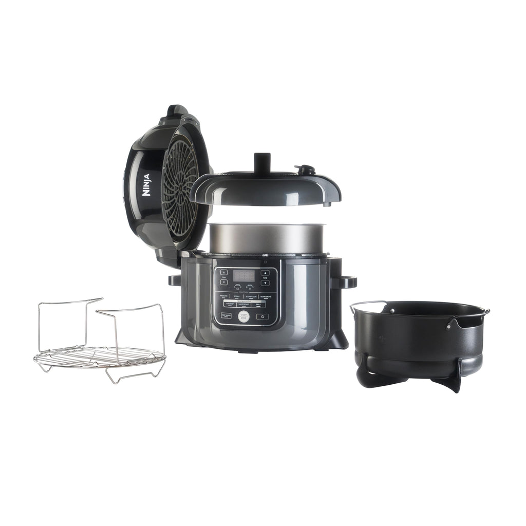 Ninja Multicuiseur Foodi, Air Fryer, 7-en-1, 6L, 7 fonctions de cuisson, Autocuiseur Multifonction, Cuisson sous pression, Friture à l'air, Cuisson lente, Gril et plus, Acier brossé et Noir, OP300EU