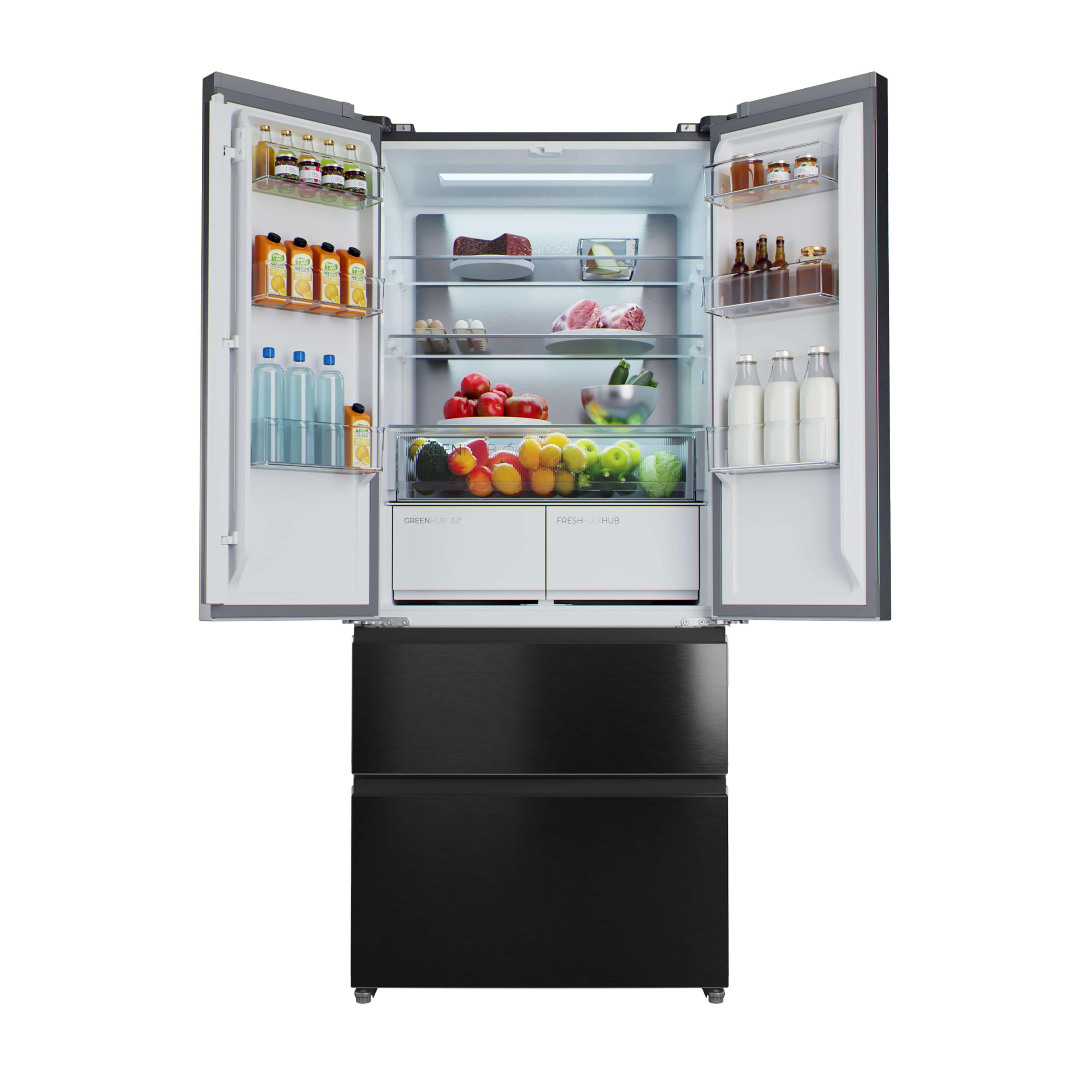 Cecotec Réfrigérateur Porte Française de 4 Portes Semi-Intégrable 458L Total No Frost Bolero CoolMarket F2D 458 SBI Dark E, Hauteur 189 cm et 83 cm Largeur, MetalFlexCooling, Compresseur Inverter