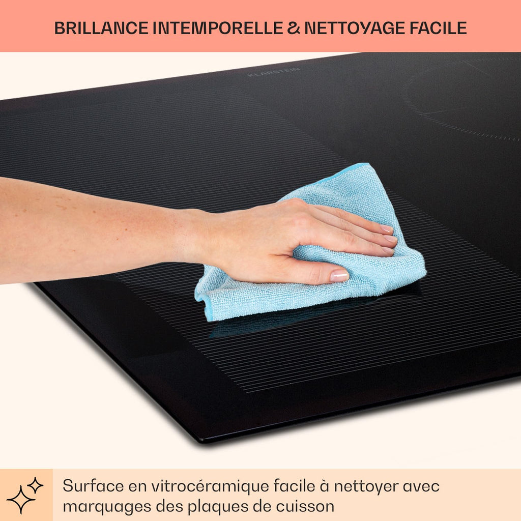 KLARSTEIN Plaque Induction en Céramique de 7000W, Plaque de Cuisson Electrique à Induction, Plaque Induction 4 Feux, Tables de Cuisson, Plaques chauffantes ThermoBoost, Rechaud Electrique Cuisine