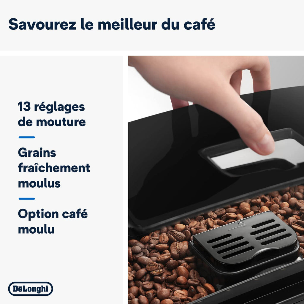 De'Longhi Magnifica S ECAM11.112.B, Machine à Café Automatique/ à Espresso du Grain à la Tasse Avec Buse à Lait, avec 4 Recettes à Touche Unique, Panneau de Contrôle Soft-Touch, 1450W, Noir