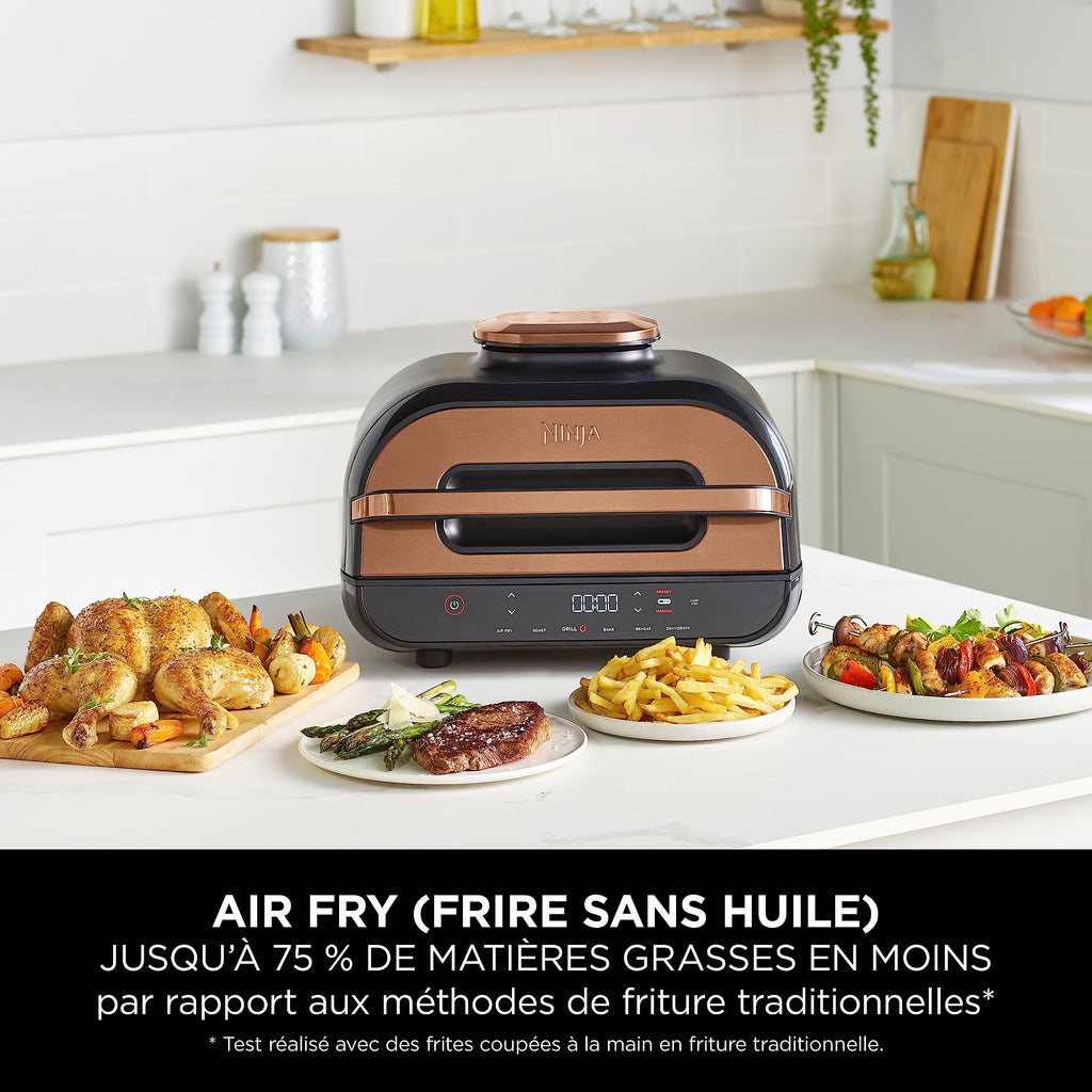 Ninja Foodi MAX Health Grill & Air Fryer, 6-en-1, Griller, Frire, Cuire, Rôtir et plus, 3,8L, Pièces Lavables au lave-vaisselle, Cuivre/Noir, Exclusivité Amazon AG551EUCP