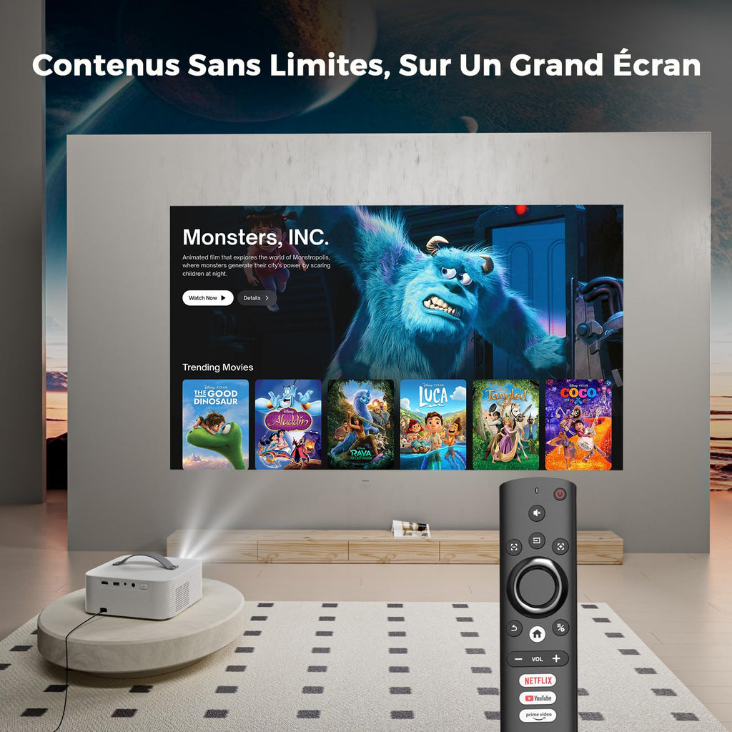 Videoprojecteur 4K【App Intégrée/1600 ANSI/Auto Focus/Keystone】 Dolby Audio 1080P Natif Projecteur Video, avec HDMI eARC, WiFi6, Bluetooth Lisowod Retr