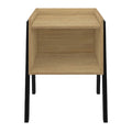 Table de nuit en bois clair avec support en métal noir